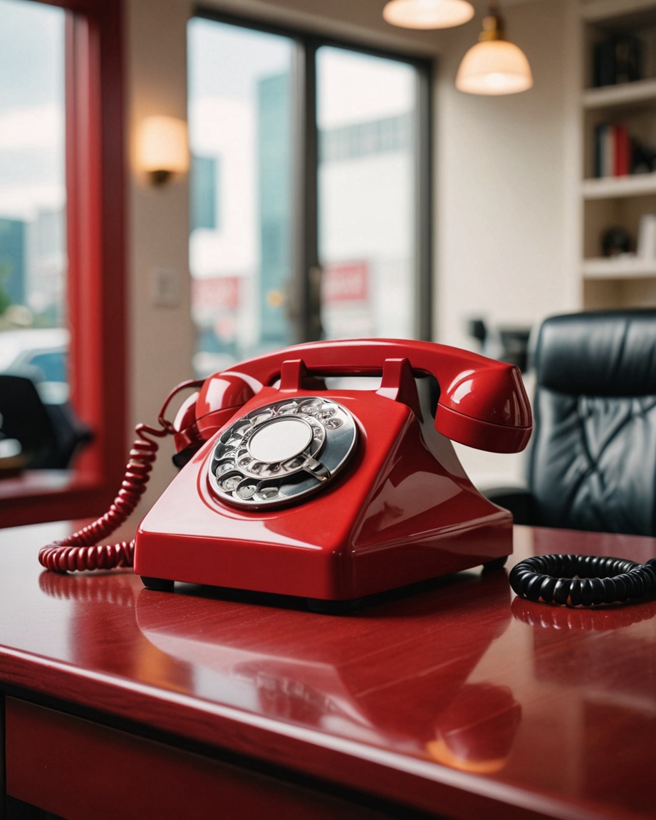 A red rotary telephone — the visual identity of Make A Call Today